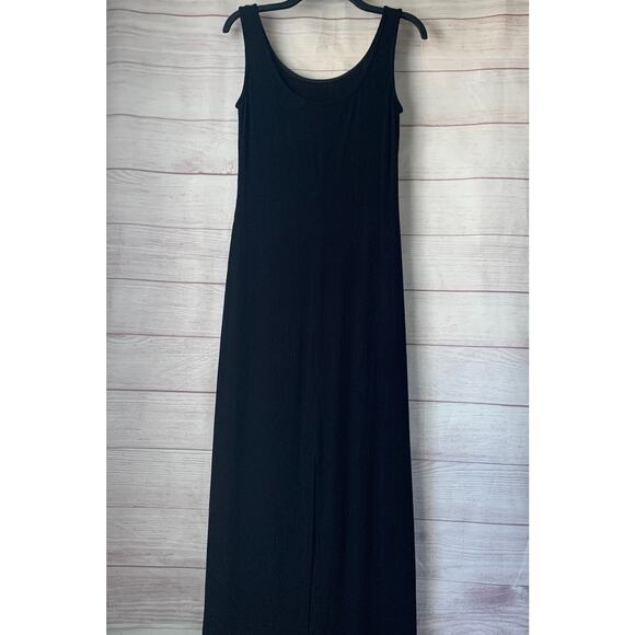 Vintage Alex Evenings Black Ribbed Maxi Dress Sleeveless Cocktail Gown Size 12 - Picture 4 of 16